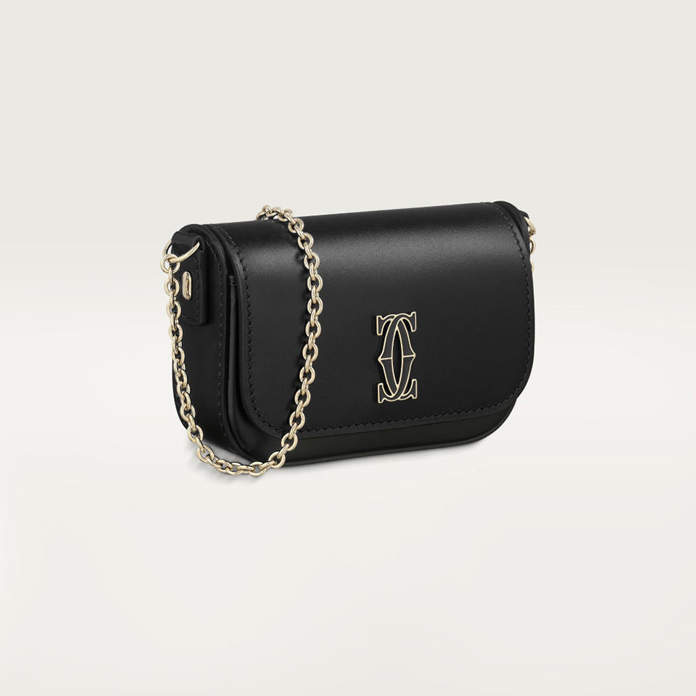 链条手袋，超小号款，C de Cartier系列 黑色 小牛皮
