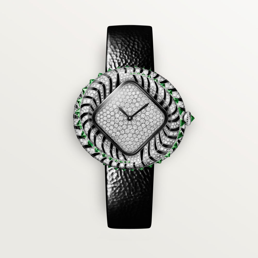 动物高级珠宝腕表  18K镀铑白金 石英