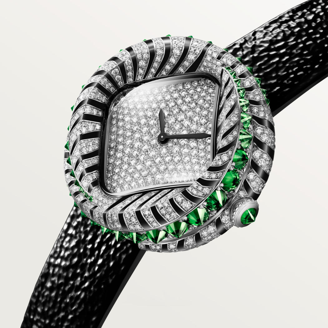 动物高级珠宝腕表  18K镀铑白金 石英