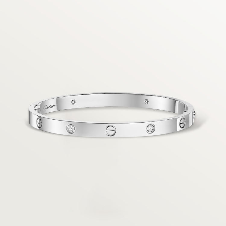 LOVE手镯，中号款，镶嵌4颗钻石 18K白金