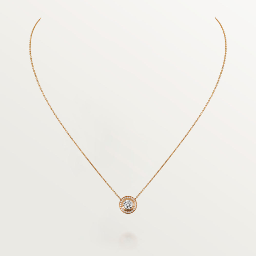 Cartier d'Amour吊坠项链，镶嵌圆形明亮式切割钻石，铺镶钻石  18K玫瑰金
