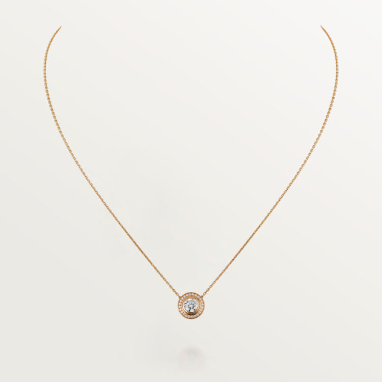 Cartier d'Amour吊坠项链，镶嵌圆形明亮式切割钻石，铺镶钻石  18K玫瑰金