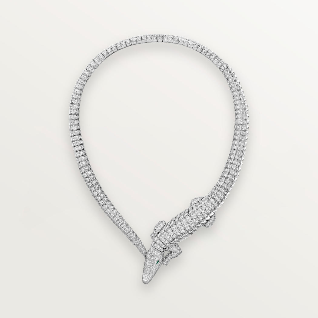 卡地亚动物与植物系列项链，铺镶钻石  18K白金