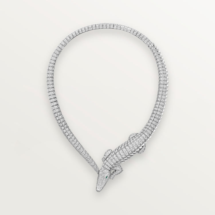 卡地亚动物与植物系列项链，铺镶钻石  18K白金